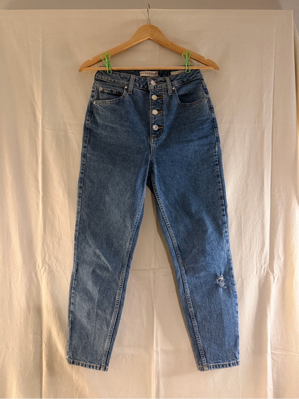 Guess High-Rise Blue Button-Fly Jeans 90s Skinny